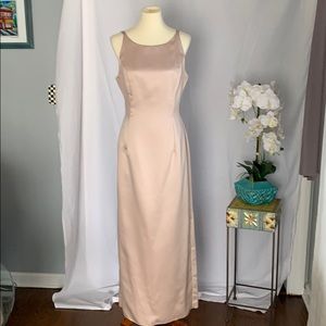 Bridesmaid dress champagne satin long w size 13-14